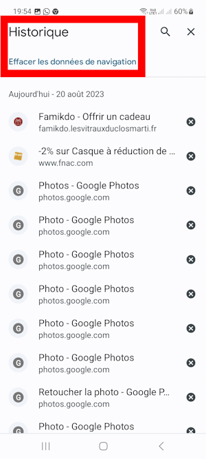 Effacer les données